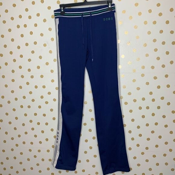 BCBGMAXAZRIA Drawstring Blue Striped Track Pants S - Picture 1 of 7
